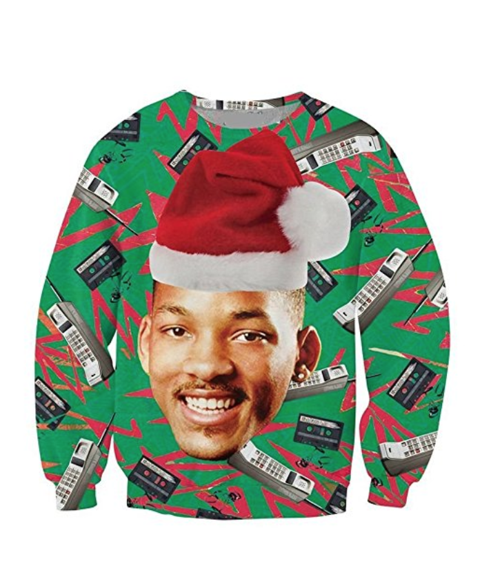 fresh prince of bel air, will smith, christmas sweater